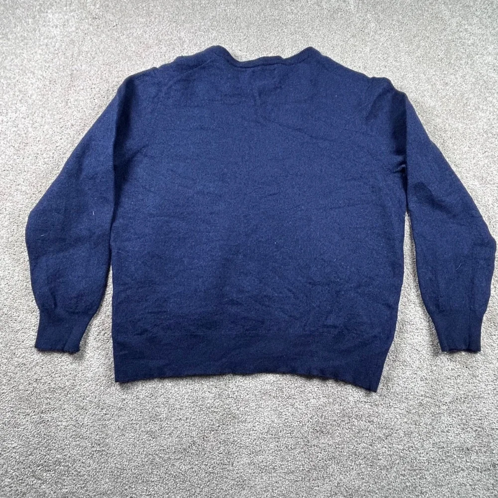 Stafford Mens Navy Blue 100%‎ Wool V-Neck Sweater Size Large 1423